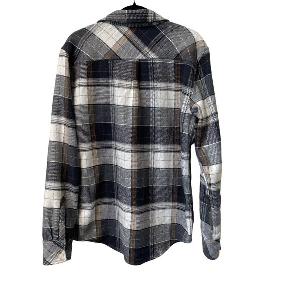 DEPARTWEST FLANNEL SHIRT BUCKLE BKE MENS L BUTTON UP PLAID CHARCOAL GOLD DW135CA - Picture 2 of 13